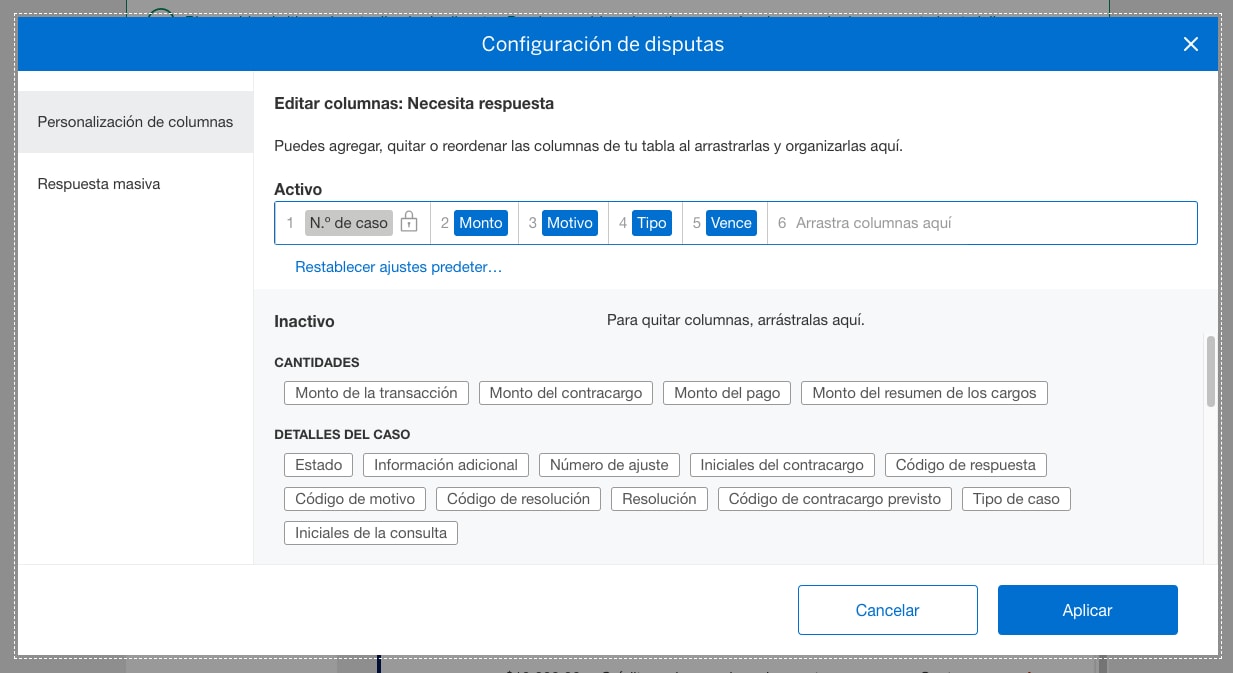 Screenshot of Custom Columns