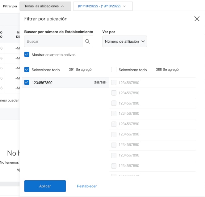 Screenshot of filtering by location