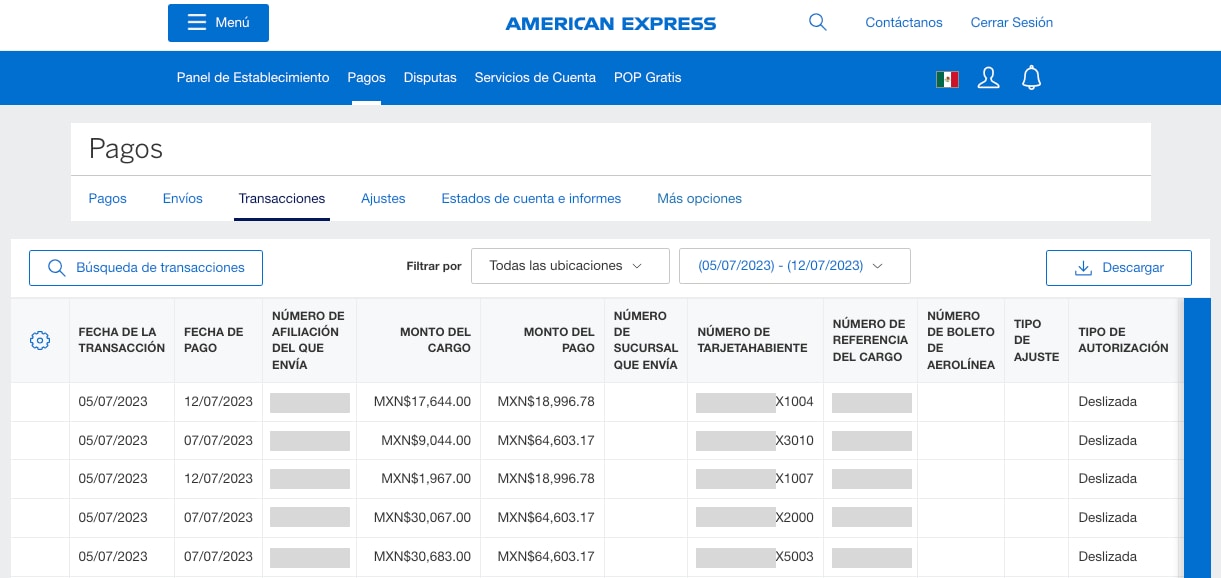 Screenshots of all transactions