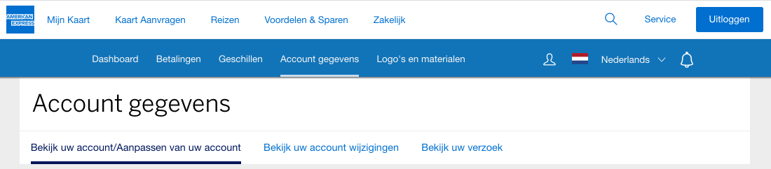 Screenshot of Account Services view