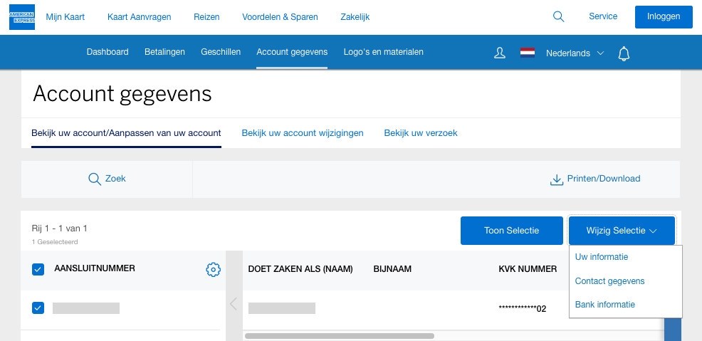 Screenshot of the "Edit Selected" dropdown