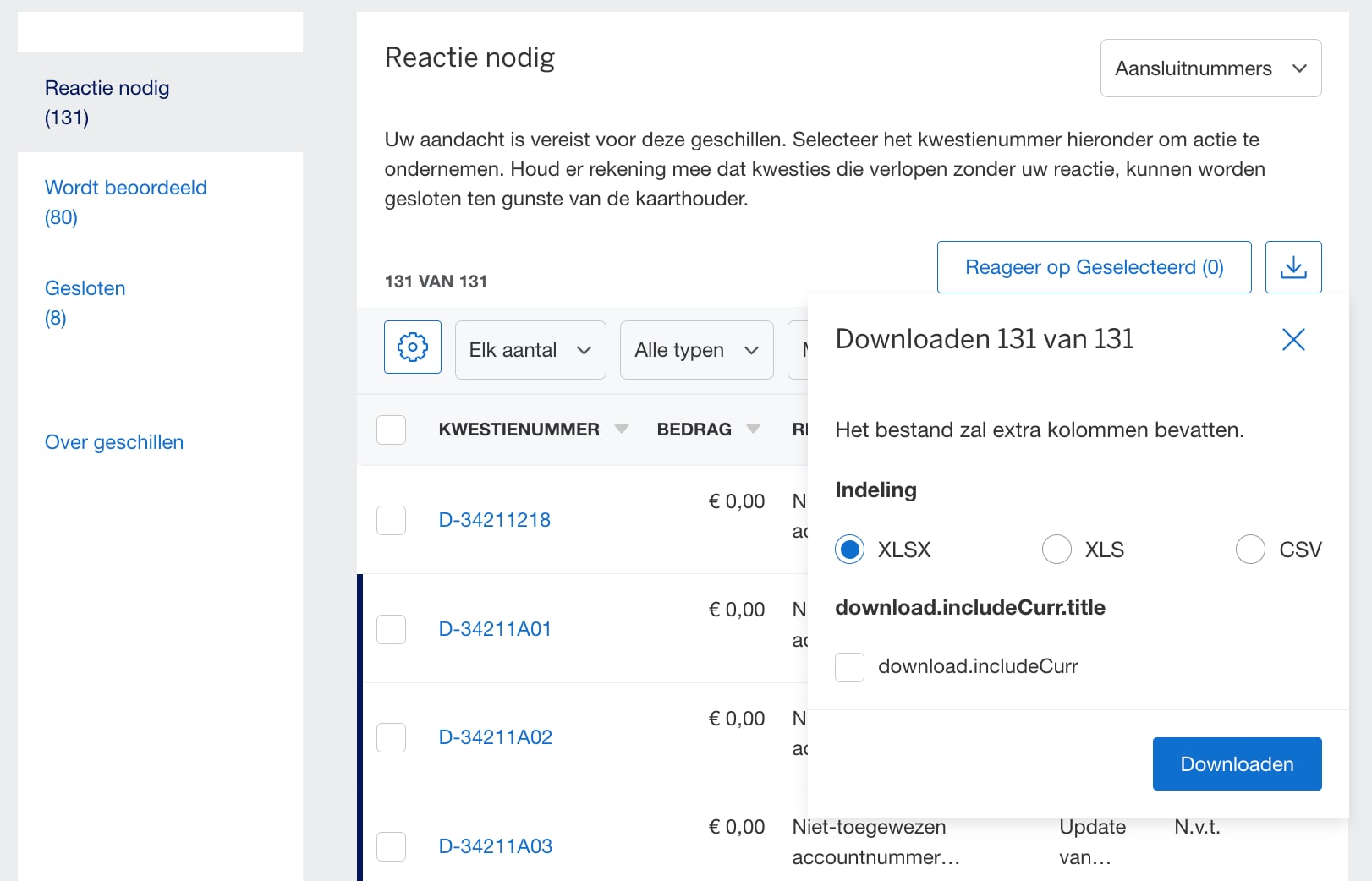 Screenshot of Downloading Disputes