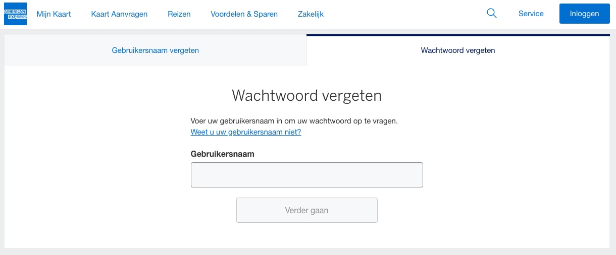 Screenshot of Forgot Password screen