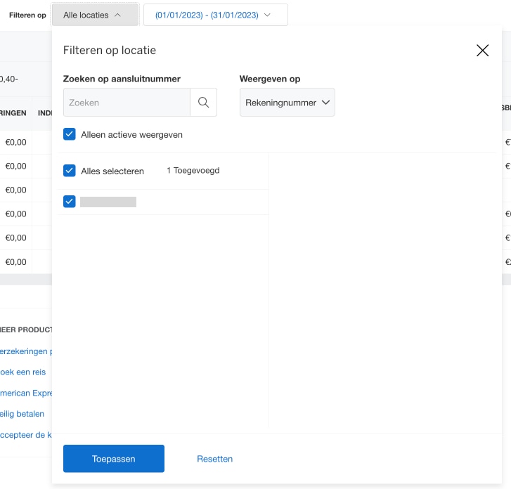 Screenshot of filtering by location