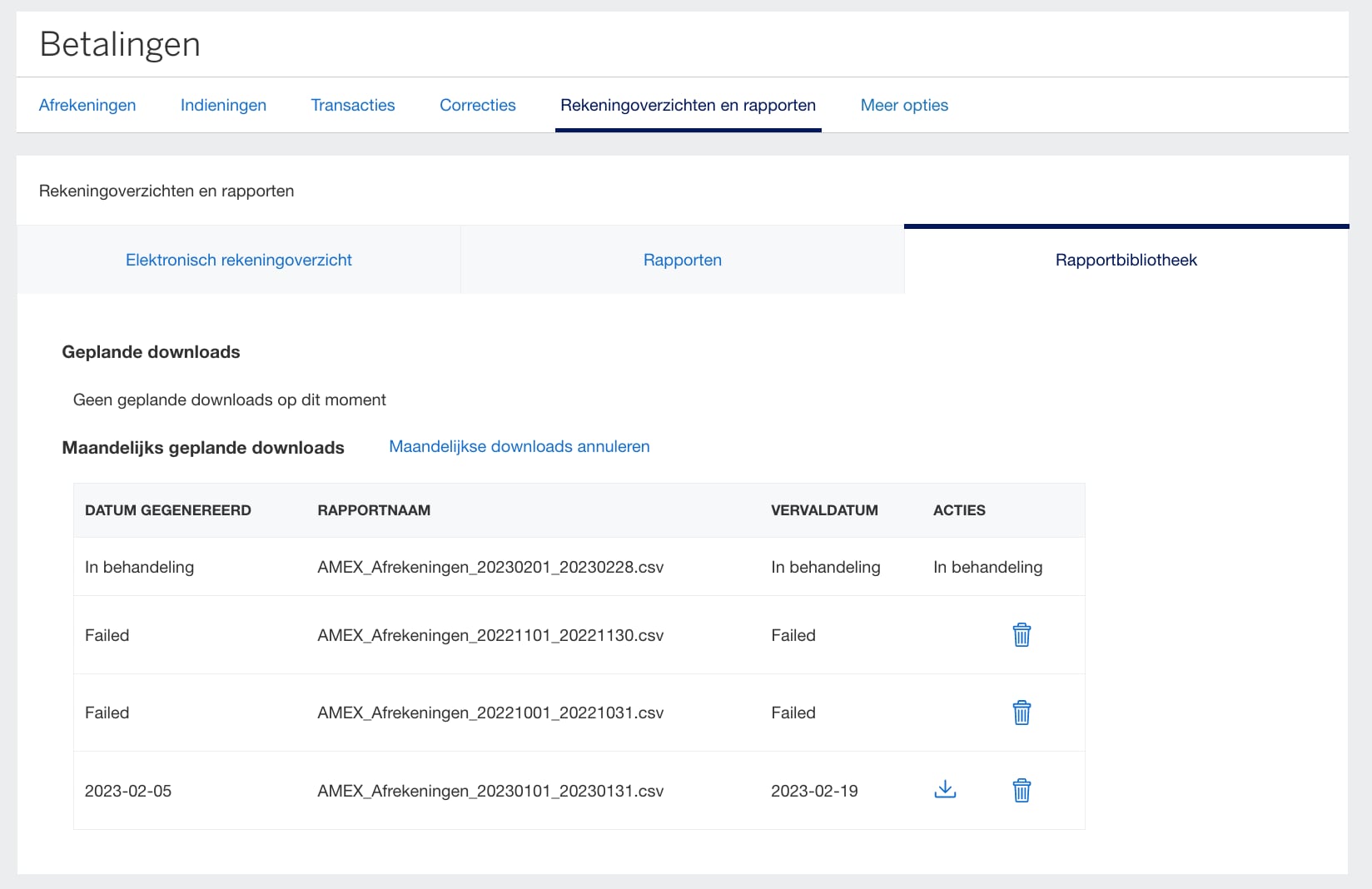 Screenshot of Report Library tab