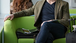 Man waiting at airport lounge