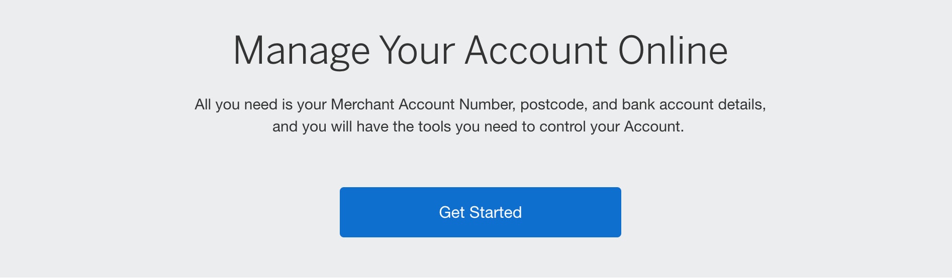 Screenshot of Get Started button on Merchant Homepage