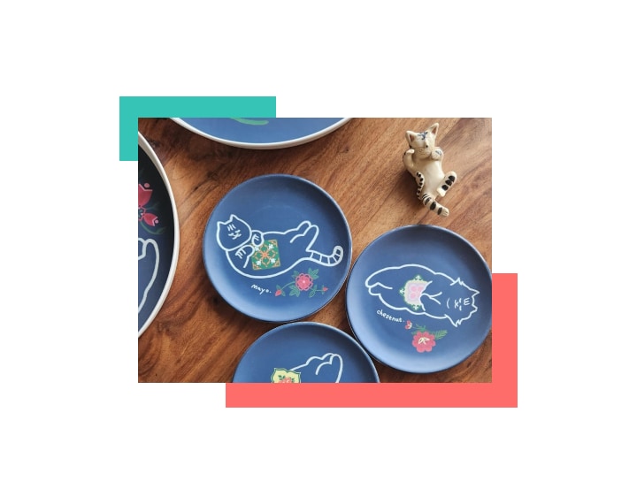 Cat Socrates Bamboo Plate Set