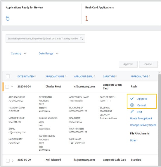 view status of application