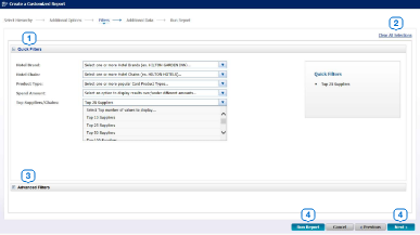 report customized filter