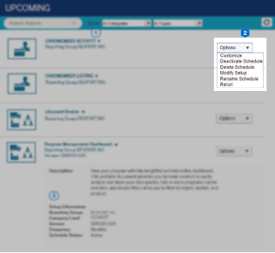 view reports upcoming options