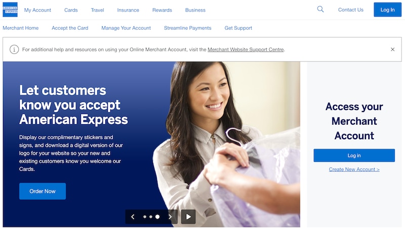 Screenshot of Merchant Homepage login button