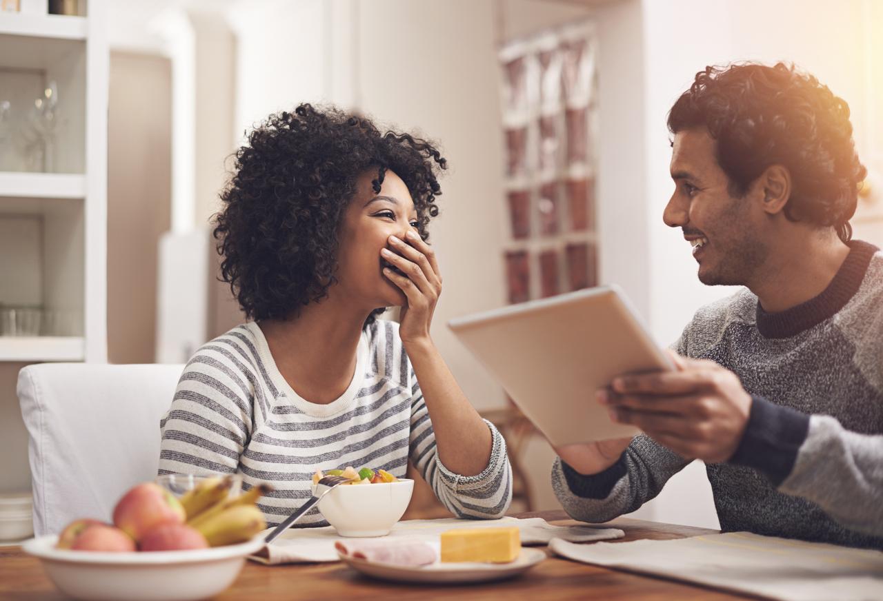 couple sitting at a breakfast table