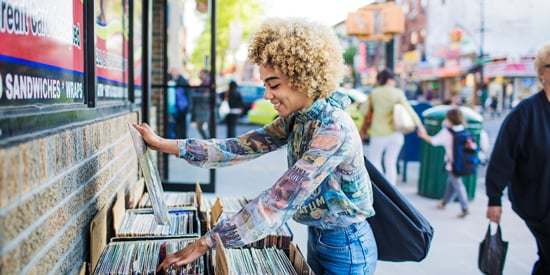 Lady looking at records