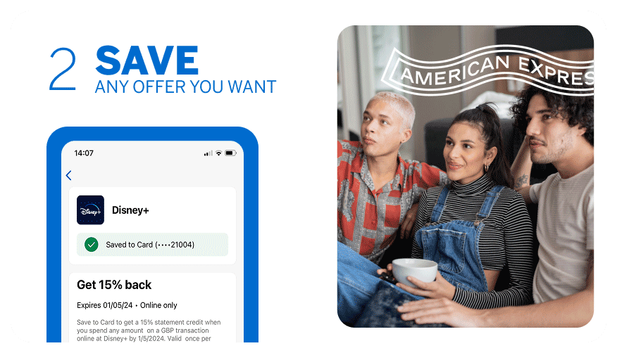 Image of a group of friends streaming a TV show having used Amex Offers.