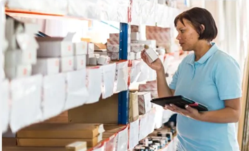 Woman looking at business stock
