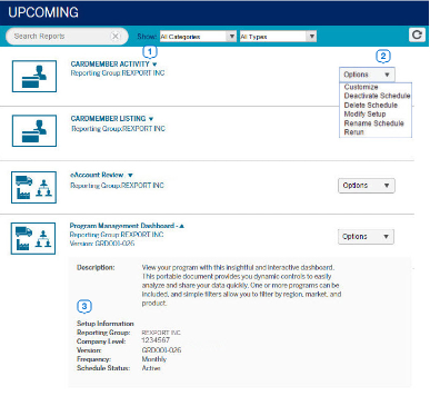 view reports upcoming schedules