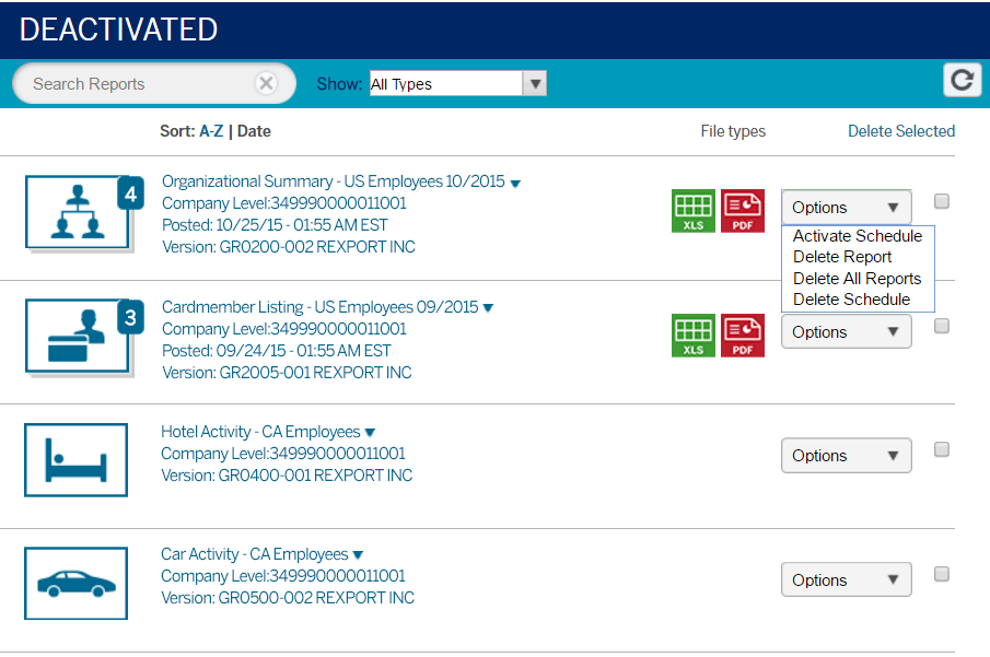 view reports deactivated
