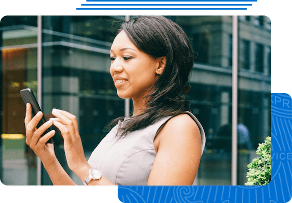 Woman working on her phone.