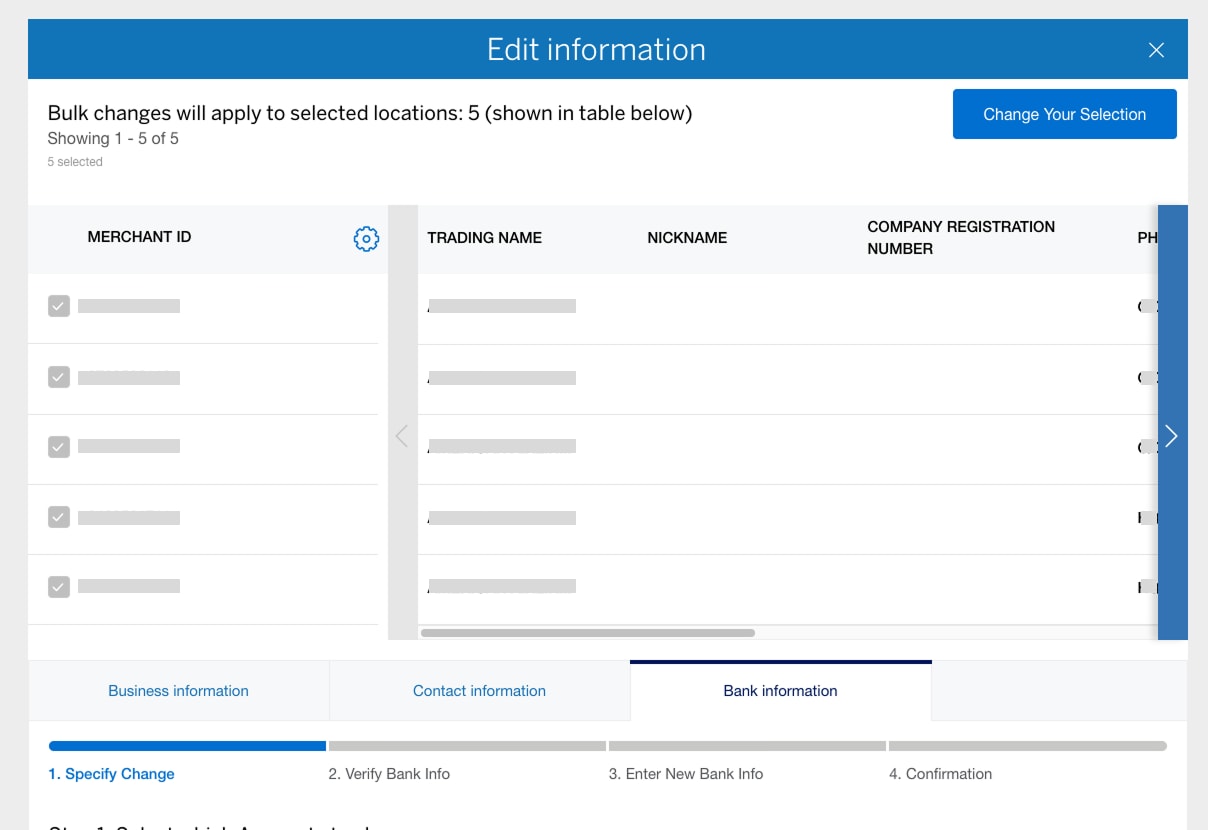Screenshot of Step 1 options