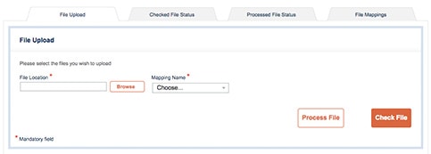 Step to step guide on uploading files on the American Express online portal.