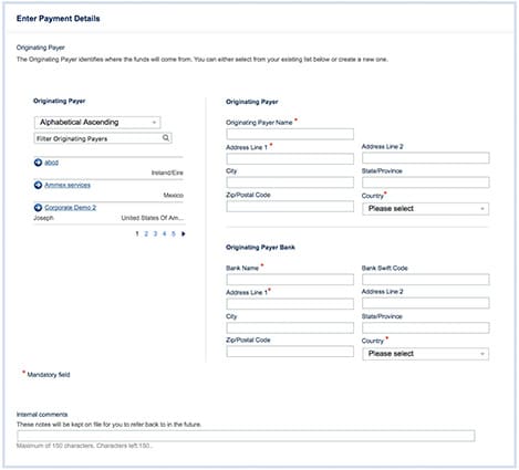 Entering payment details of the payee for receiving payments. 