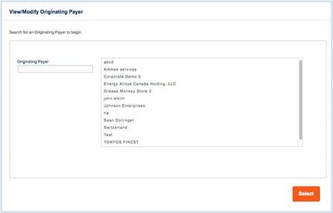 Steps to view/modify the originating payer details.