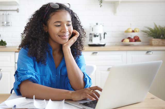 Woman and man paying bill