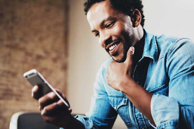 Woman and man paying bill