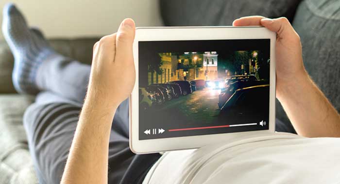 Woman and man paying bill