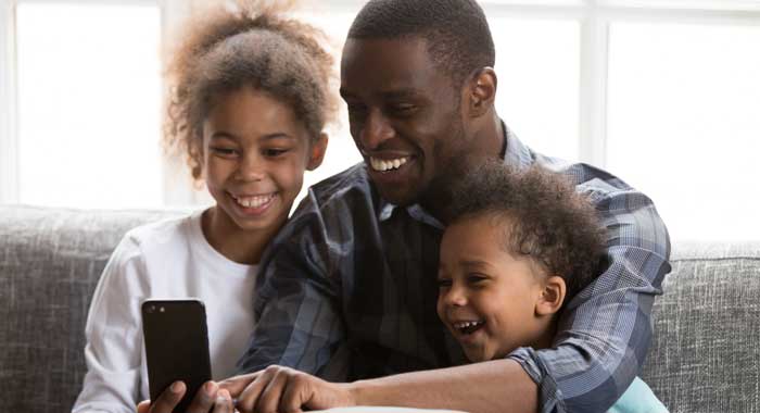 Woman and man paying bill