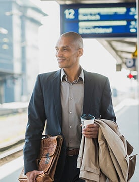 man on train platform