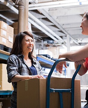 woman with moving boxes