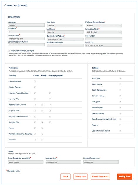 Steps to create/modify the contact and transaction details of the new user.