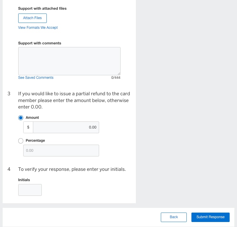 Screenshot of option to provide a partial refund