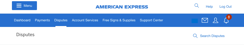 Screenshot of searching for disputes