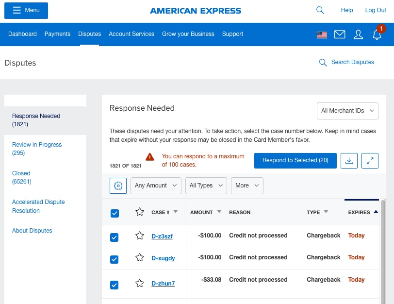 Screenshot of Bulk Response options