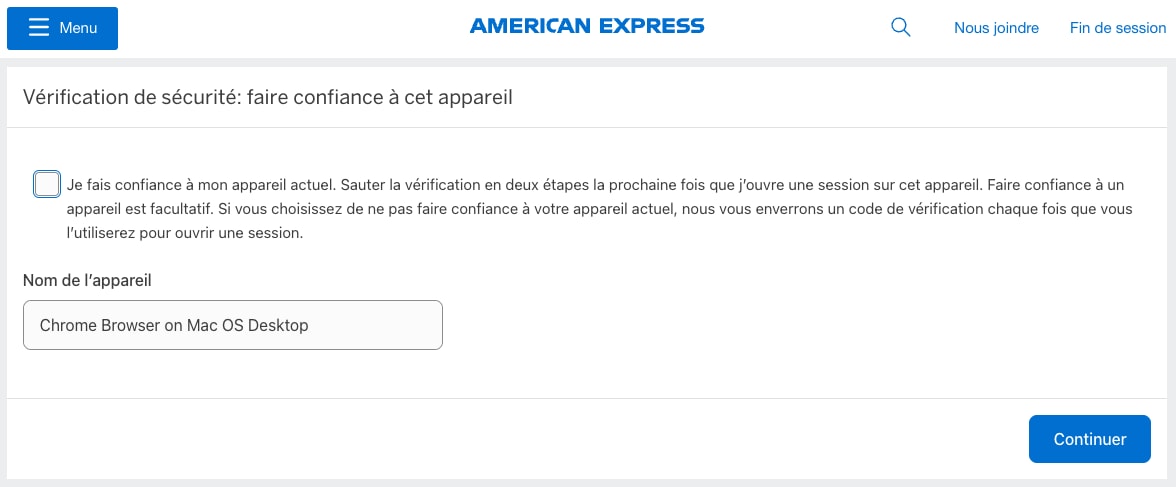 Screenshot of option to remember your device