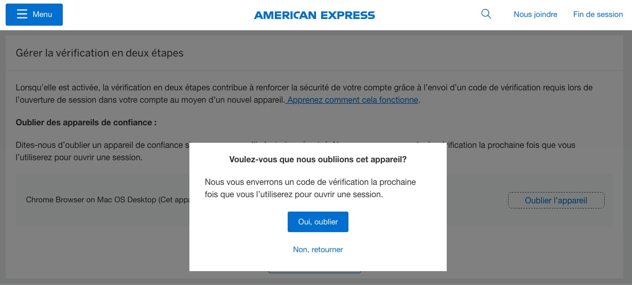 Screenshot of pop-up you receive when choosing to forget a device