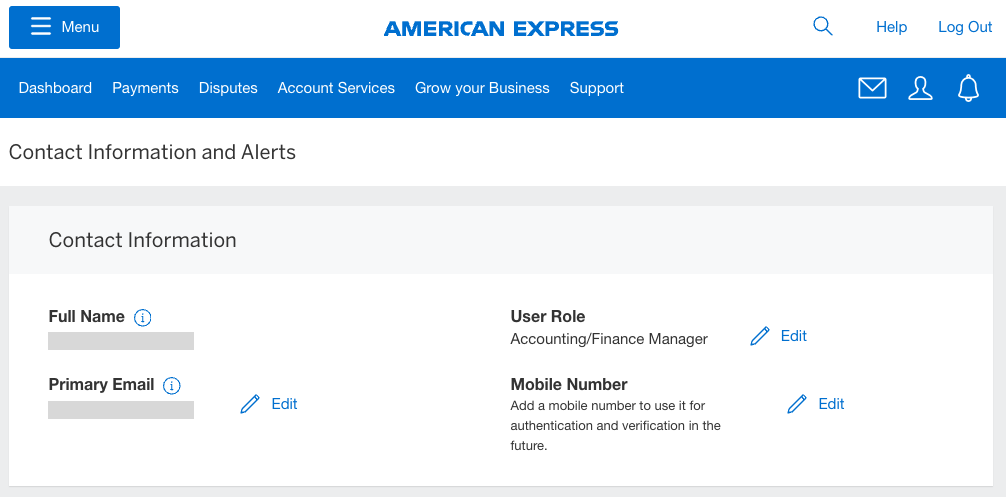 Sceenshot of Contact Information section on Contact Information & Alerts page