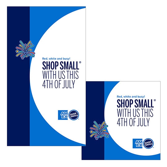 Graphic with fireworks and copy that says shop small with us this 4th of July