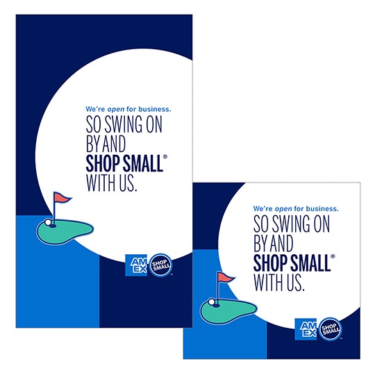 Graphic with shopping bag and copy that says shop small with us this labor day and save big