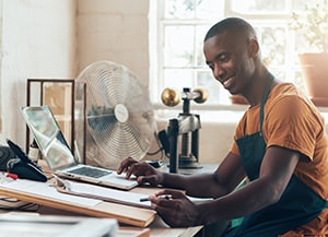 Person looking at laptop