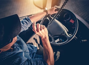 overhead view of person sitting in vehicle