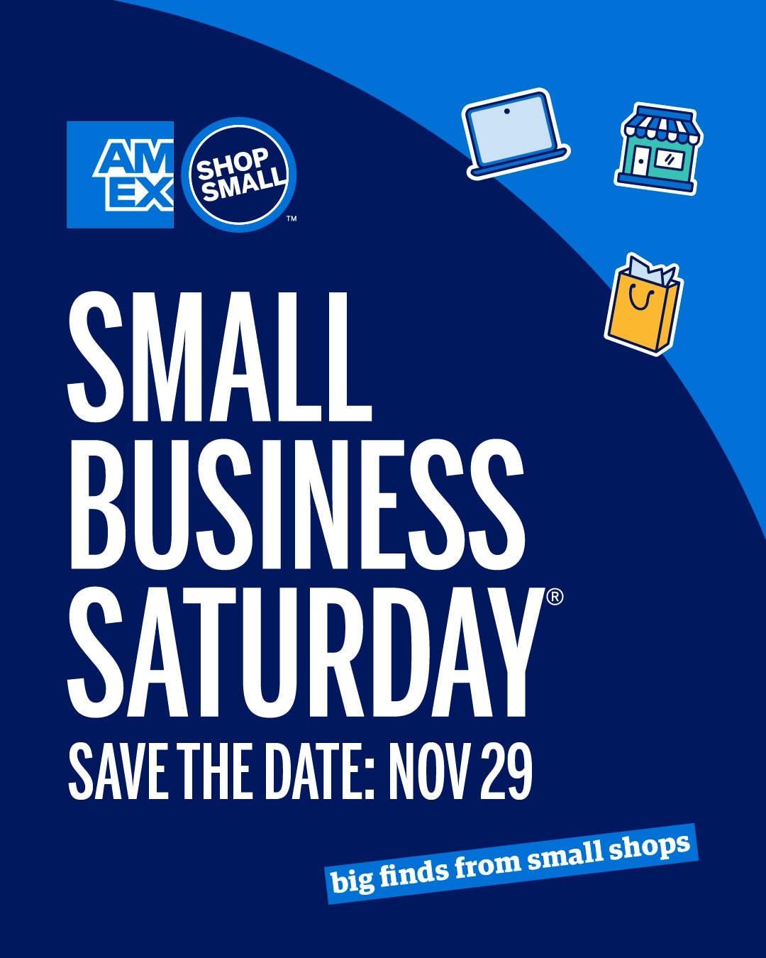 Graphic that reads "Small business Saturday. Save the date: Nov 29"