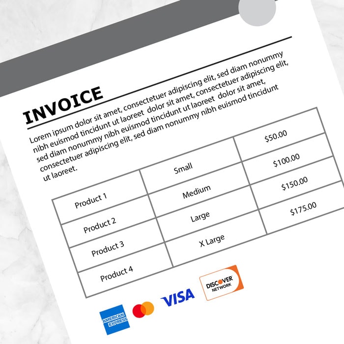 Digital card logos on an invoice
