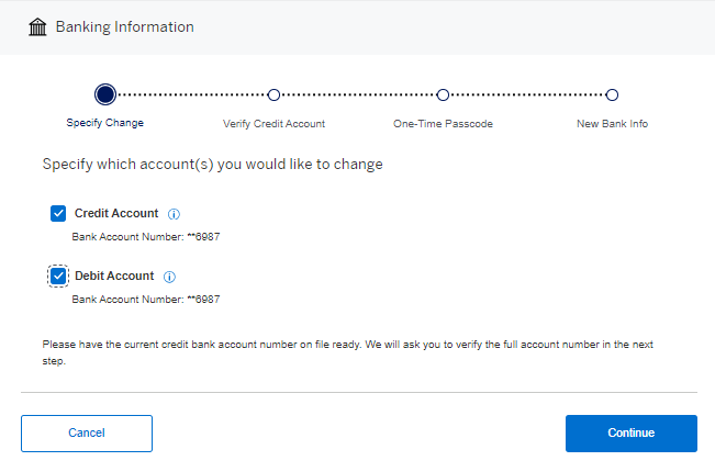 Screenshot of Step 1 options