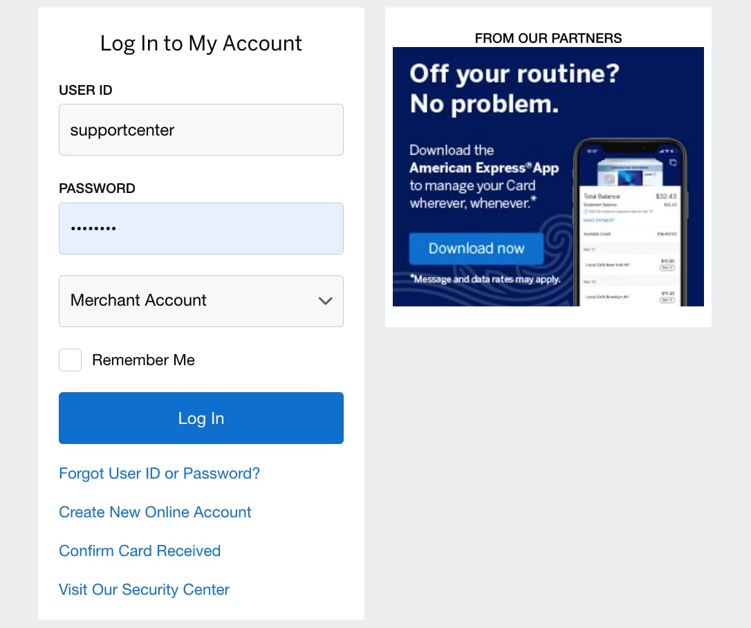 Accessing your Account Services Page | American Express
