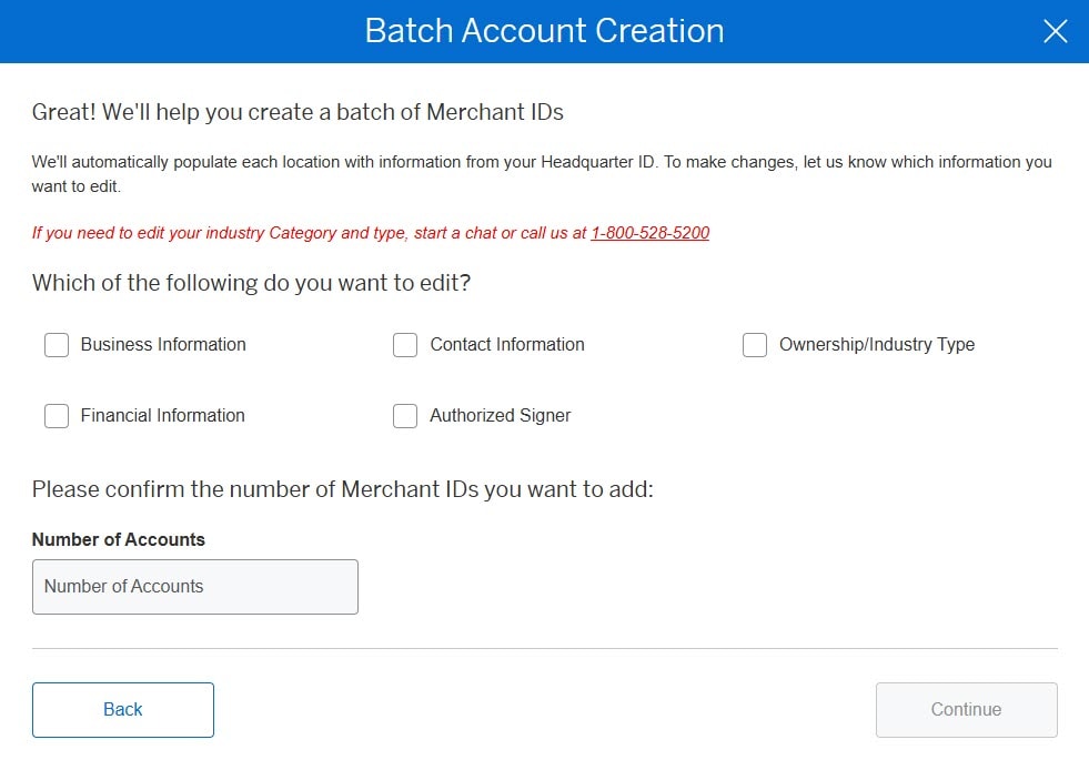 Screenshot of the Batch Account Creation process