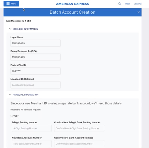 Screenshot of batch editing information